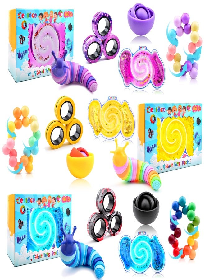 Cevioce 15Pcs Fidget Toys Adults Pack,Stocking Stuffers for Teens Boys Girls,Autism Sensory Toys with Fidget Spinner Slug Magnetic Rings,Squishy Fidget Toys ADHD Stress Relief,Party Favor for Kid-BPY - Image 1